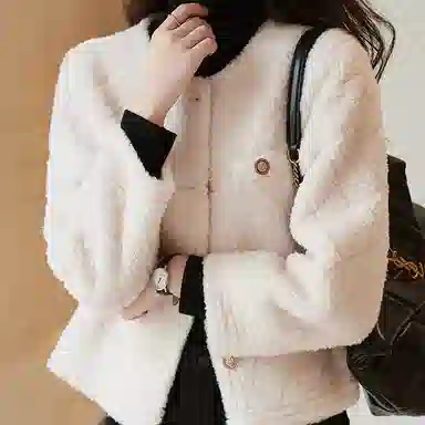 【dme】 纯色简约菱形格绒感外套 女款