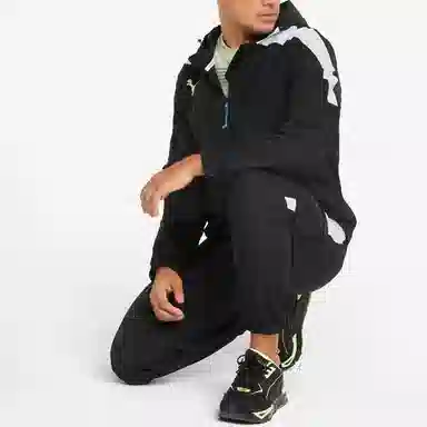 Puma Logo Print Hoodie Jacket Black