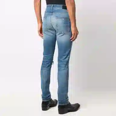 AMIRI FW21 Logo Rip Denim Pants Blue