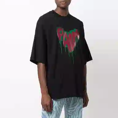 Palm Angels Heart Print T-Shirt Black