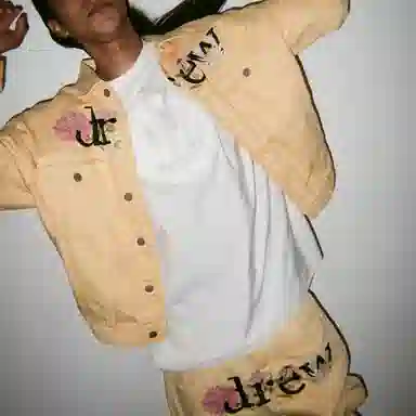 Drew House logo SS21 Floral Trucker Jacket - Drew washed tangerine