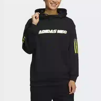 adidas neo Logo Print Hoodie Black