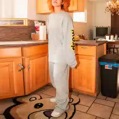 Drew House logo ls Hug Tee Heather Grey T