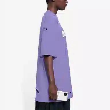 Balenciaga SS22 Caps Destroyed T-Shirt Purple