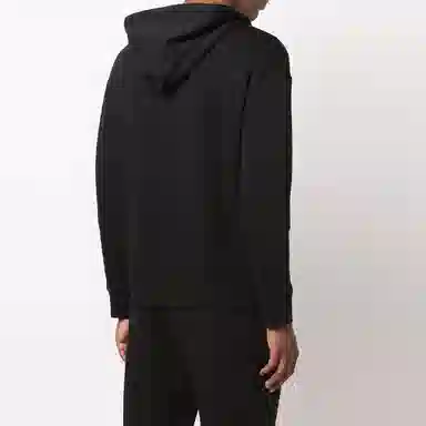 Emporio Armani Logo Embroidered Zip Hoodie Black