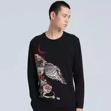 Onitsuka Tiger Thief Blue Night Hawk Embroidered Tee