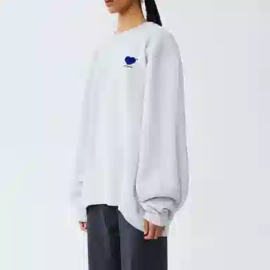 ADER ERROR SS22 Double Heart Crewneck Oatmeal Gray