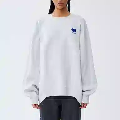 ADER ERROR SS22 Double Heart Crewneck Oatmeal Gray