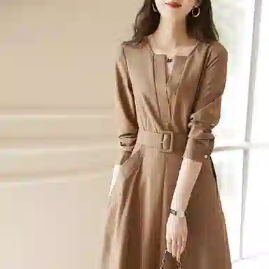 【dme】 纯色简约休闲长袖连衣裙 女款