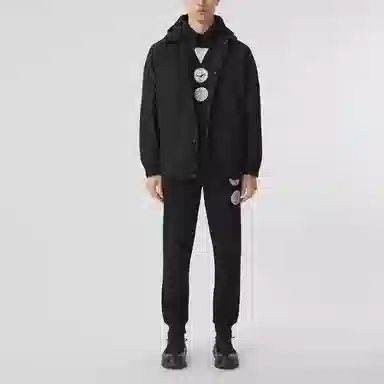 Burberry Detachable Hood Logo Jacket Black
