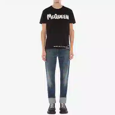 Alexander McQueen Letter Print T-Shirt Black