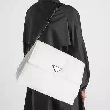 PRADA Cini Re-Nylon Messenger Bag Large White