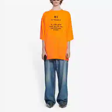 Balenciaga FW21 HI MY NAME IS T-Shirt Orange