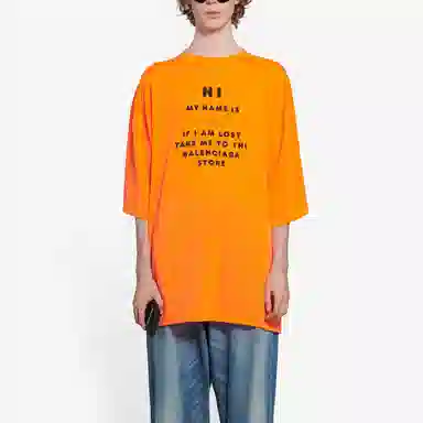 Balenciaga FW21 HI MY NAME IS T-Shirt Orange