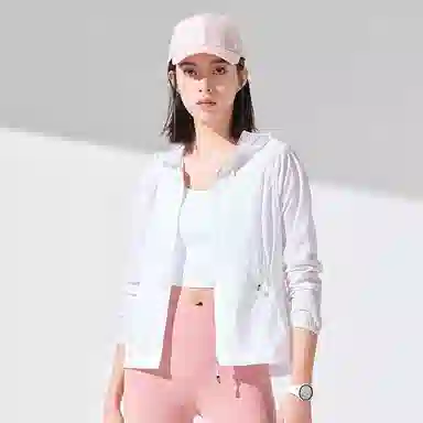 探路者 纯色户外轻薄透气防泼水连帽防晒衣 女款