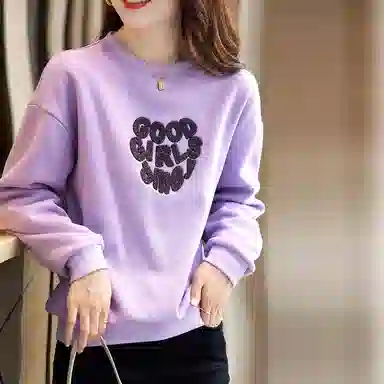 【dme】 休闲爱心印花圆领宽松卫衣 女款