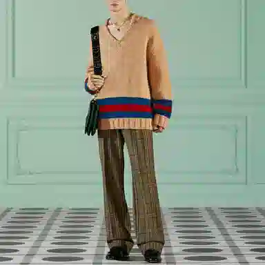 Gucci V-Neck Knit Sweater Brown