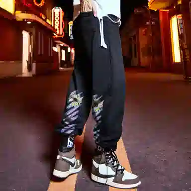 木村三社 纯棉束脚休闲裤 男女同款