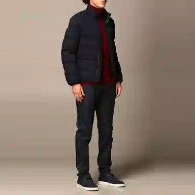 Emporio Armani Zip-Up Down Jacket Navy