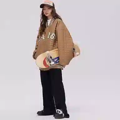 F426 Quilted Logo Baseball Jacket