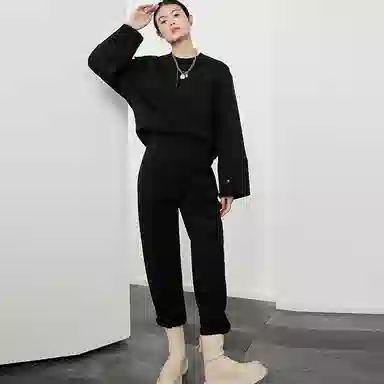 美洋 纯色高腰束脚长裤 女款