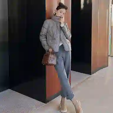 美洋 纯色高腰直筒休闲裤 女款