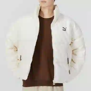 PUMA Logo Print Down Jacket White