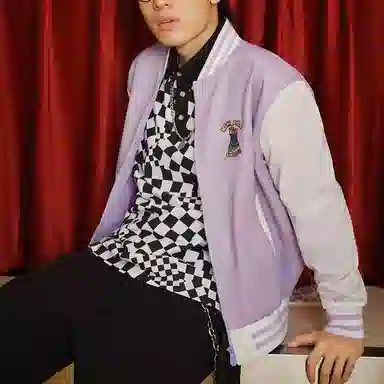 New Era SS23 Logo V-Neck Baseball Jacket Purple