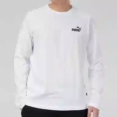 Puma Logo Crewneck Long Sleeve Tee White