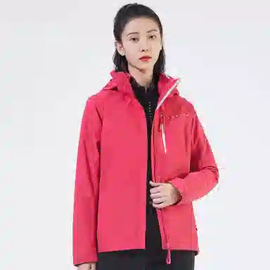 探路者 纯色拉链连帽运动三合一冲锋衣 女款