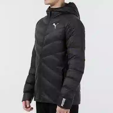 Puma Logo Down Jacket Hoodie Black