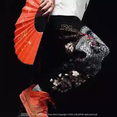 Sanshengliubu Heavy Industry Embroidered Pants Black