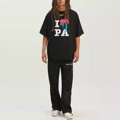 Palm Angels Logo Print T-Shirt Black