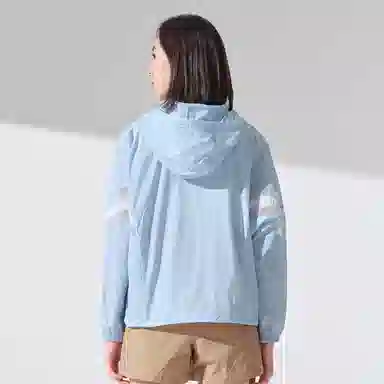 探路者 条纹拼色户外宽松连帽防晒衣 女款
