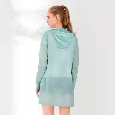 探路者 纯色户外轻薄防泼水防晒连帽皮肤衣 女款