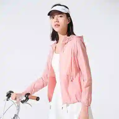 探路者 纯色户外轻薄透气防泼水连帽防晒衣 女款