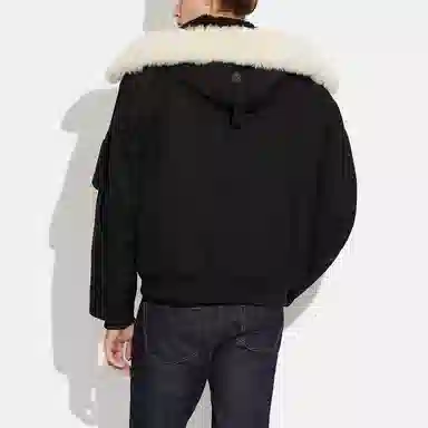 COACH SS23 Parker Coat Black Detachable Fur Collar