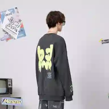 bt Graffiti Print Crewneck Sweatshirt