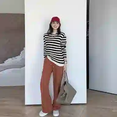 美洋 纯色高腰阔腿长裤 女款