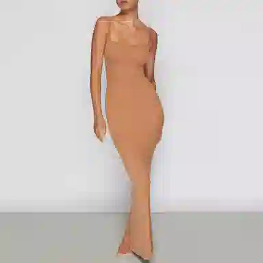 SKIMS Soft Lounge Long Slip Dress Camel