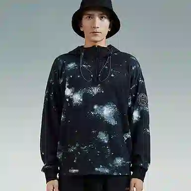 探路者 航天主题章牌星空印花透气套头连帽卫衣 男女同款