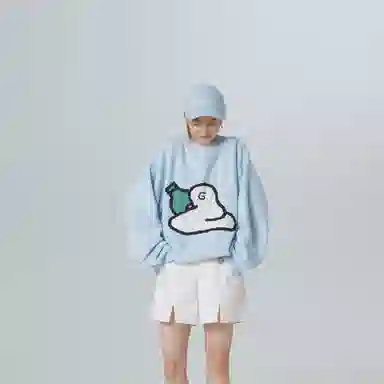 ROARINGWILD AW21 Beer Duck Jacquard Crewneck Sweater Blue