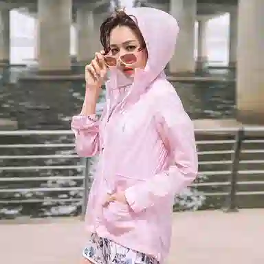 探路者 纯色拉链连帽防晒衣 女款