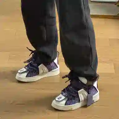 D.Desirable x Palladium Embroidered Mid Sneakers Purple White