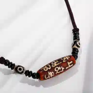 周百福 九眼天珠 古风挂绳运珠本命年生肖守护神 招财转运吉祥平安国潮新中式 玛瑙 项链 男女同款情侣款