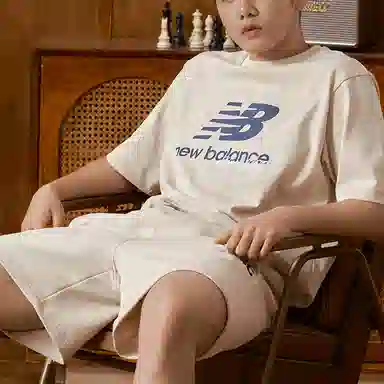 New Balance Letter Logo Crew Neck T-Shirt Ivory