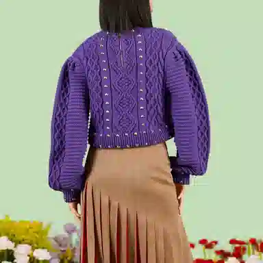 GUCCI SS23 Studded Knit Sweater Purple