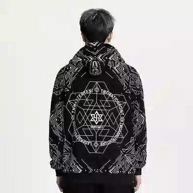 NORVINCY Geometric Print Hoodie
