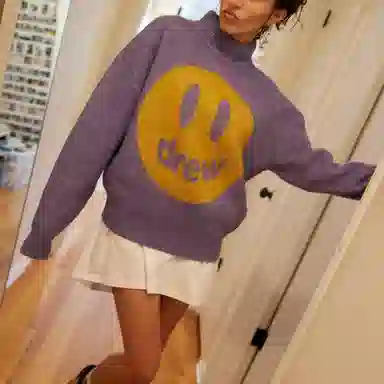 Drew House Mascot Funnel Neck Sweater - Mascot Heather Amethyst