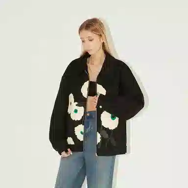 EMPTY REFERENCE Floral Print Jacket Black